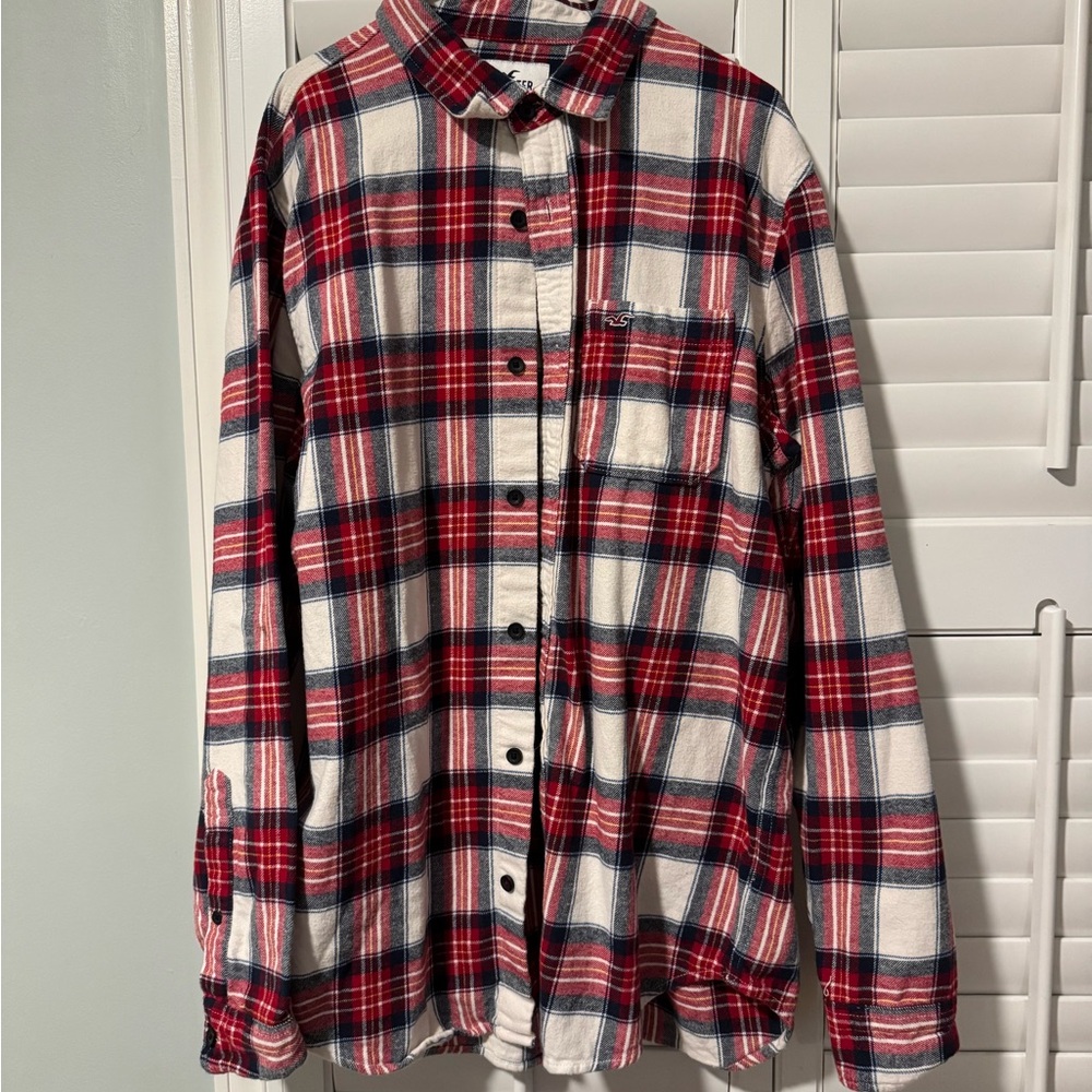 Hollister Red and Blue Plaid Casual Shirt